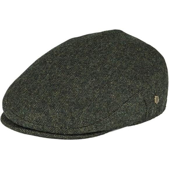 Mens Herringbone Flat Cap Newsboy Ivy Hat Wool Blend Gatsby Cabbie Tweed Hat - Picture 7 of 7
